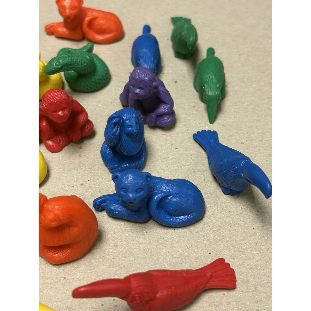 Vintage Lot Of 25 Rubber Mini Safari Animal Figures Counters Math Manipulatives